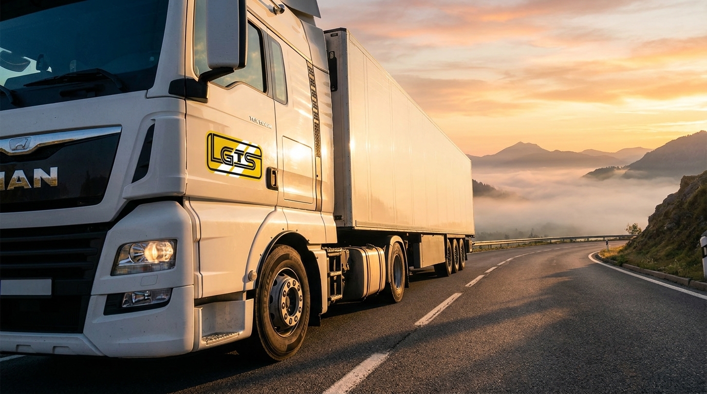 Camion MAN LGTS pe autostradă de munte la răsărit